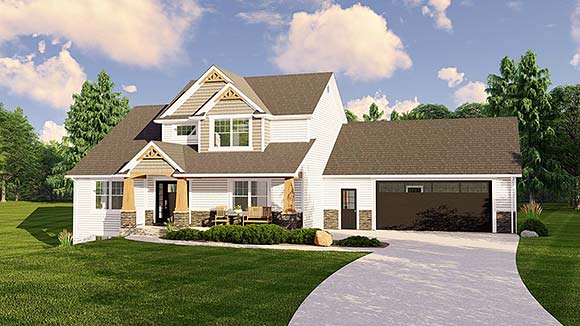 Cottage, Country, Craftsman, Farmhouse House Plan 51856 with 3 Beds, 3 Baths, 2 Car Garage Elevation