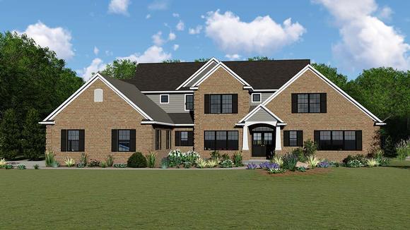 Country, Craftsman, European, Traditional House Plan 51859 with 5 Beds, 4 Baths, 2 Car Garage Elevation