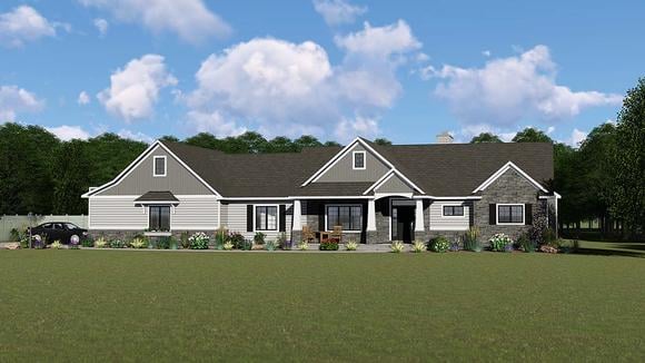 Bungalow, Country, Craftsman House Plan 51861 with 2 Beds, 2 Baths, 2 Car Garage Elevation