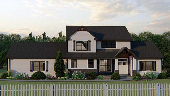 Country, Craftsman, Farmhouse, Traditional House Plan 51867 with 4 Beds, 3 Baths, 2 Car Garage Elevation