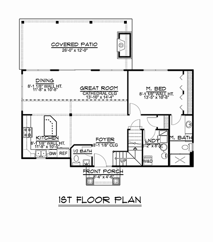 Country, Craftsman, Traditional House Plan 51877 with 4 Beds, 3 Baths First Level Plan