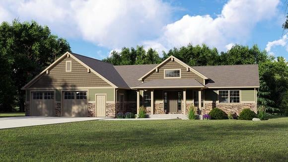 Country, Traditional House Plan 51879 with 5 Beds, 3 Baths, 2 Car Garage Elevation