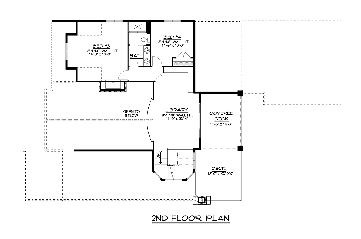 Craftsman House Plan 51880 with 4 Beds, 3 Baths, 2 Car Garage Level Two