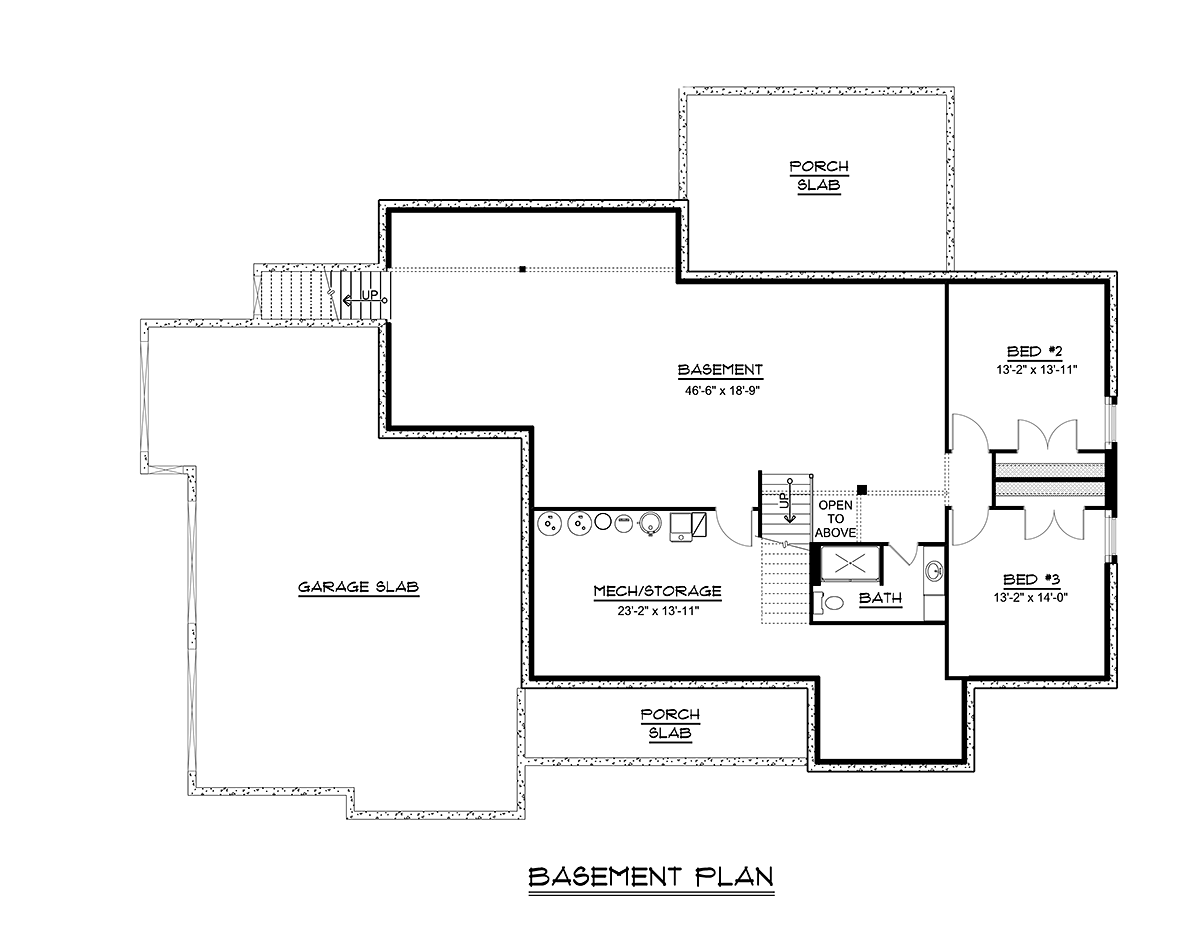 Country, Craftsman, Traditional House Plan 51882 with 3 Beds, 3 Baths, 3 Car Garage Lower Level Plan