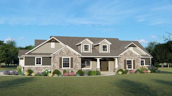 Country, Craftsman, Traditional House Plan 51882 with 3 Beds, 3 Baths, 3 Car Garage Elevation