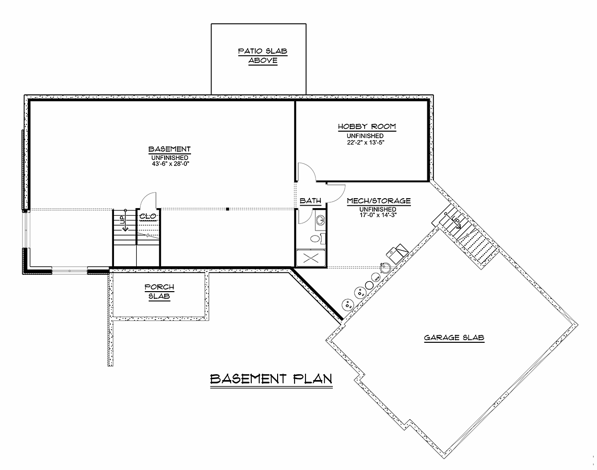 Bungalow, Country, Craftsman, Ranch, Traditional House Plan 51892 with 3 Beds, 2 Baths, 2 Car Garage Lower Level