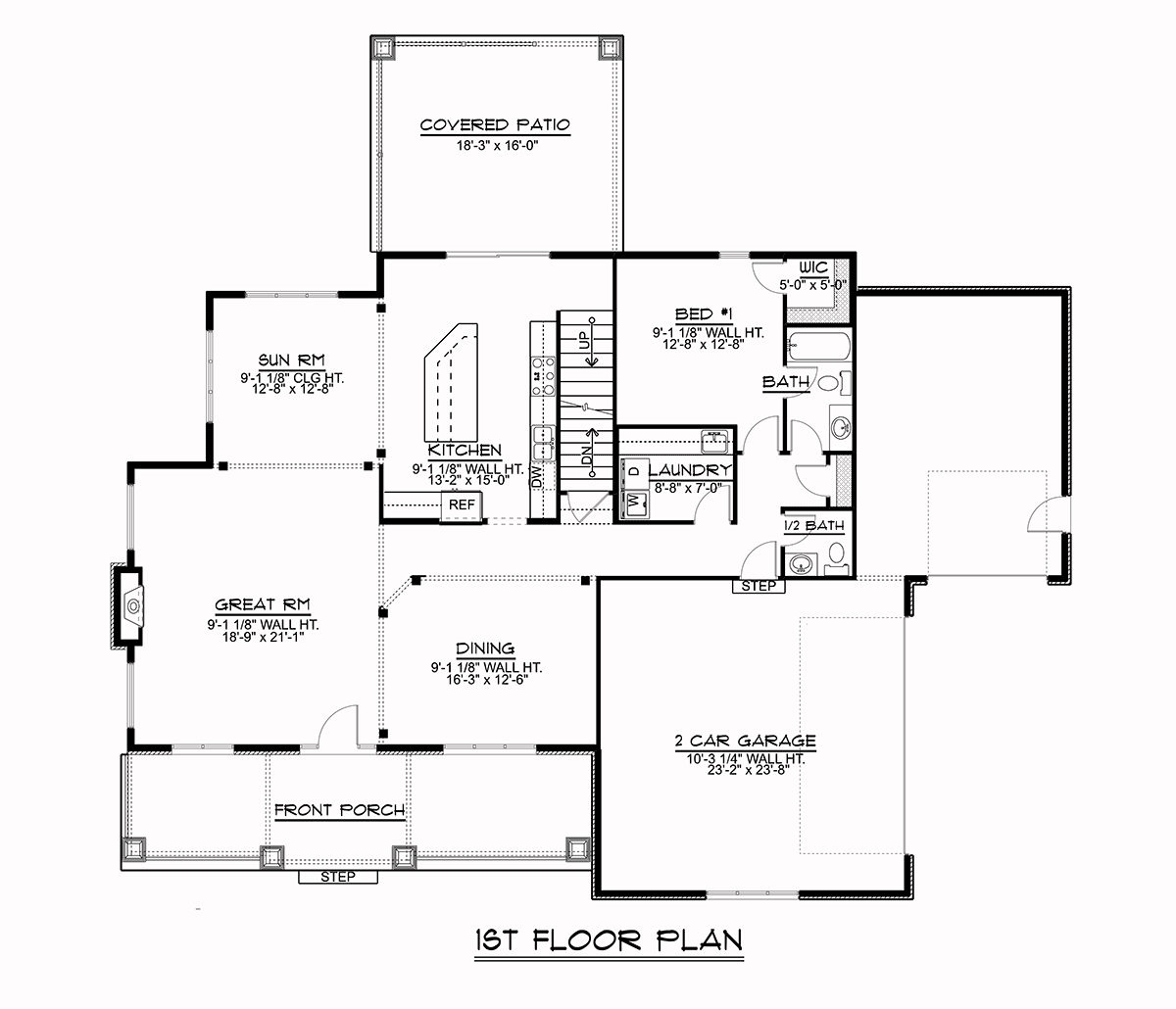 Bungalow, Cottage, Country, Craftsman, Farmhouse, Ranch, Traditional House Plan 51893 with 4 Beds, 3 Baths, 3 Car Garage Level One