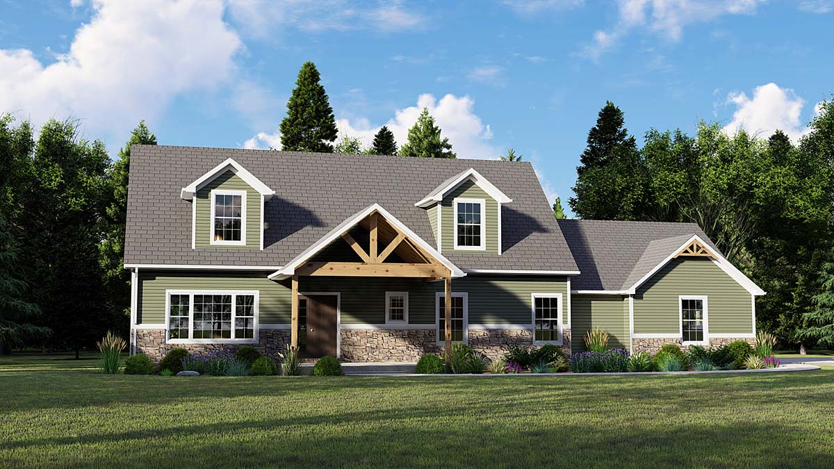 Bungalow, Country, Craftsman, Farmhouse, Traditional House Plan 51896 with 4 Beds, 3 Baths, 2 Car Garage Elevation