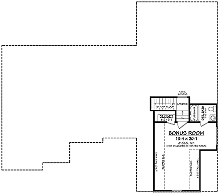 Country, French Country House Plan 51905 with 3 Beds, 2 Baths, 2 Car Garage Second Level Plan