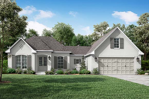 Country, French Country House Plan 51905 with 3 Beds, 2 Baths, 2 Car Garage Elevation