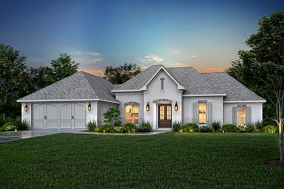 Country, European, French Country House Plan 51915 with 4 Beds, 2 Baths, 2 Car Garage Elevation