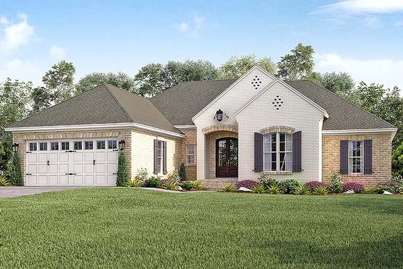 Country, European, French Country House Plan 51918 with 4 Beds, 2 Baths, 2 Car Garage Elevation