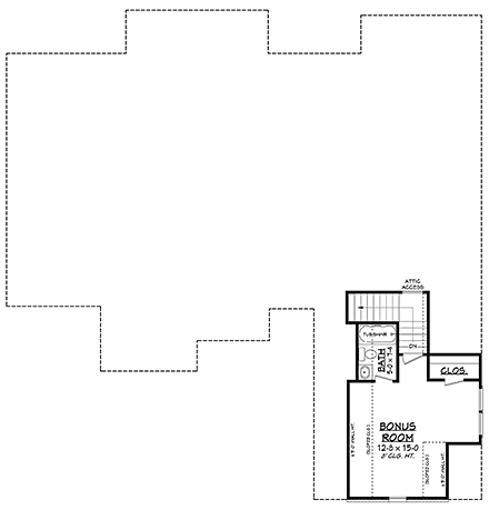Country, French Country, Southern, Traditional House Plan 51932 with 4 Beds, 2 Baths, 2 Car Garage Second Level Plan