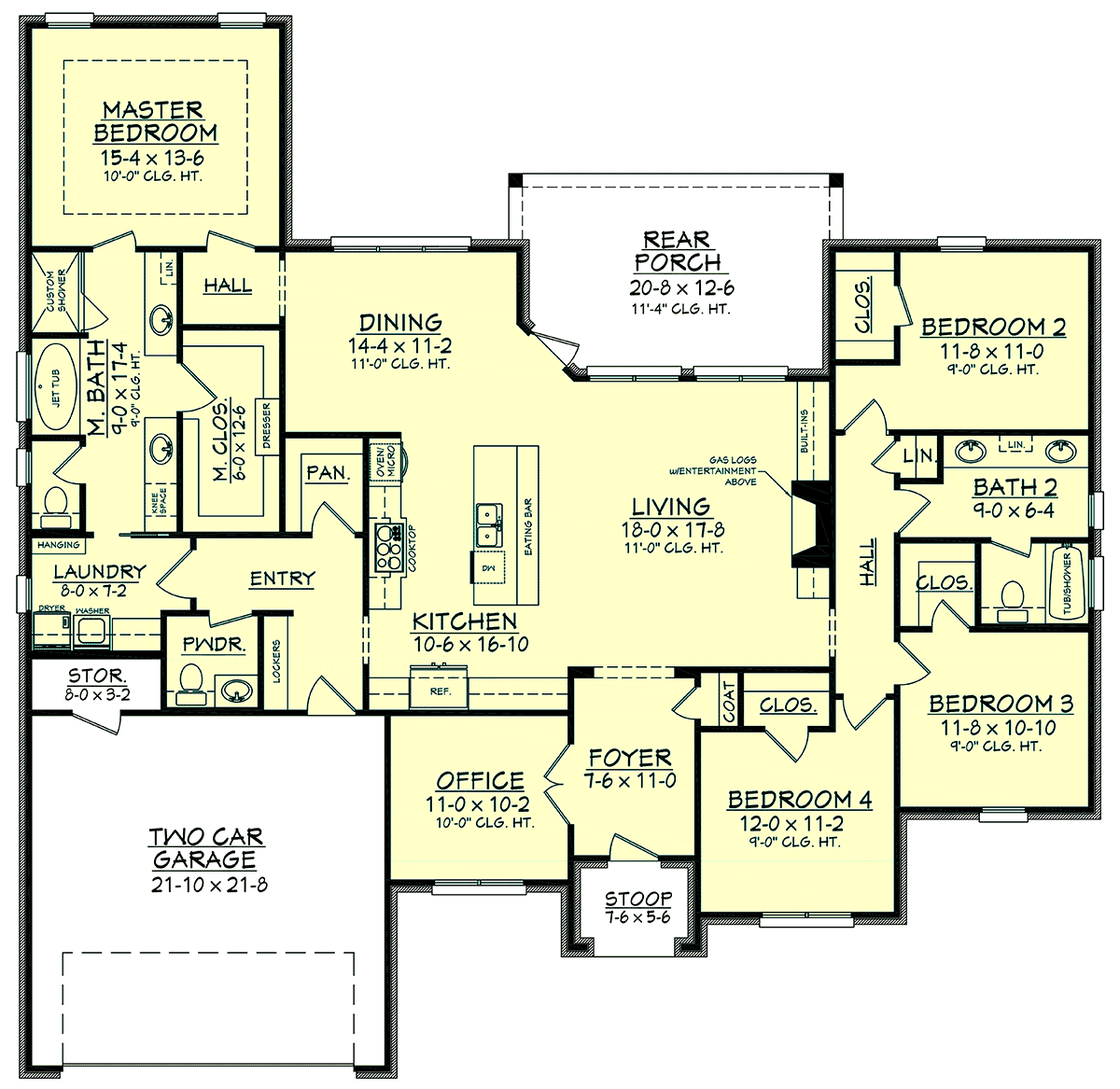 House Plan 51942 - French Country Style with 2380 Sq Ft, 4 Bed, 2 ...