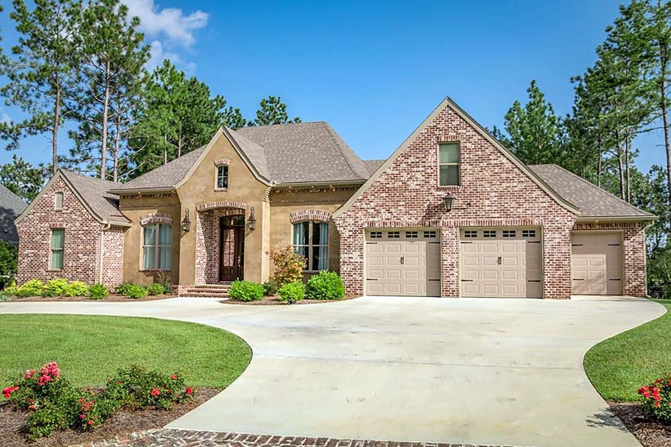 Country, European, French Country Plan with 2487 Sq. Ft., 3 Bedrooms, 2 Bathrooms, 2 Car Garage Elevation