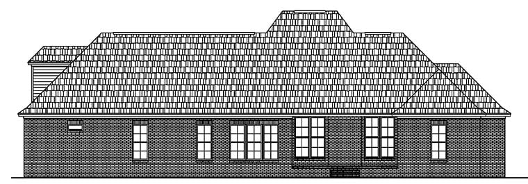 European, French Country Plan with 2500 Sq. Ft., 4 Bedrooms, 4 Bathrooms, 2 Car Garage Rear Elevation