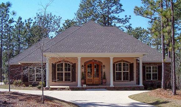 Country, French Country House Plan 51957 with 4 Beds, 3 Baths, 2 Car Garage Elevation