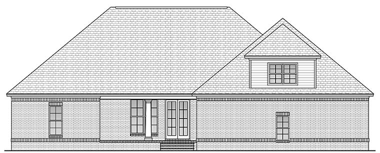Country, French Country Plan with 2800 Sq. Ft., 4 Bedrooms, 3 Bathrooms, 2 Car Garage Rear Elevation