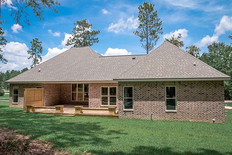Country, French Country, Traditional Plan with 2239 Sq. Ft., 3 Bedrooms, 3 Bathrooms, 2 Car Garage Rear Elevation