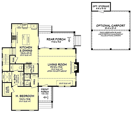 Country, Farmhouse, Southern, Traditional House Plan 51979 with 3 Beds, 3 Baths, 2 Car Garage First Level Plan