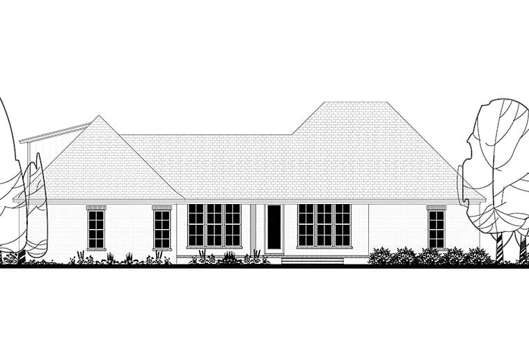 Country, Craftsman, Farmhouse Plan with 2373 Sq. Ft., 4 Bedrooms, 3 Bathrooms, 2 Car Garage Rear Elevation