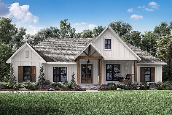 Country, Farmhouse, Southern House Plan 51984 with 3 Beds, 3 Baths, 2 Car Garage Elevation