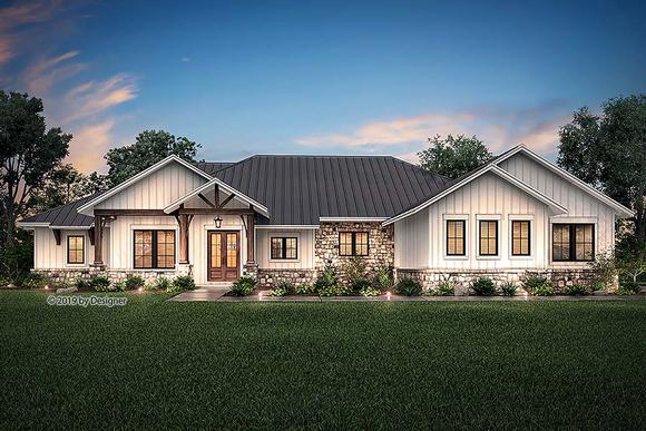 Country, Craftsman, Ranch House Plan 51987 with 4 Beds, 4 Baths, 3 Car Garage Elevation
