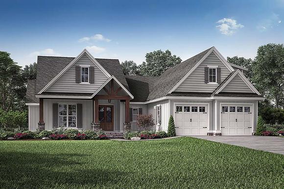 Cottage, Country, Craftsman House Plan 51990 with 3 Beds, 2 Baths, 2 Car Garage Elevation