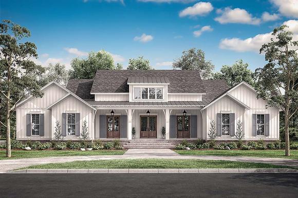 Country, Craftsman, Farmhouse House Plan 51996 with 4 Beds, 4 Baths, 2 Car Garage Elevation
