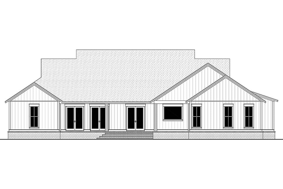 Country, Craftsman, Farmhouse House Plan 51996 with 4 Beds, 4 Baths, 2 Car Garage Rear Elevation