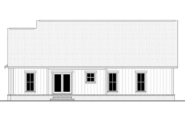 Country, Farmhouse, Southern, Traditional House Plan 51997 with 3 Beds, 2 Baths, 2 Car Garage Rear Elevation