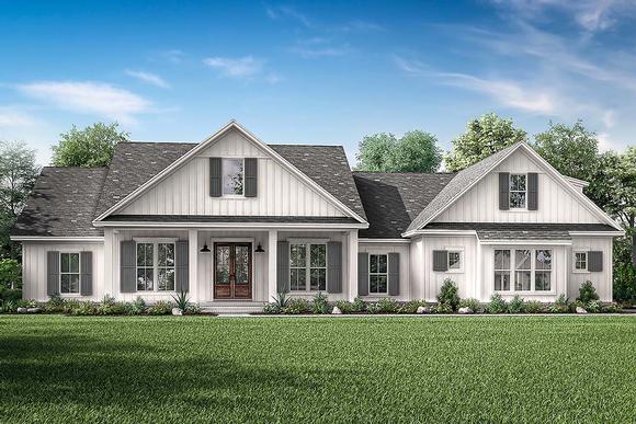 Country, Farmhouse, Southern House Plan 51998 with 4 Beds, 3 Baths, 2 Car Garage Elevation