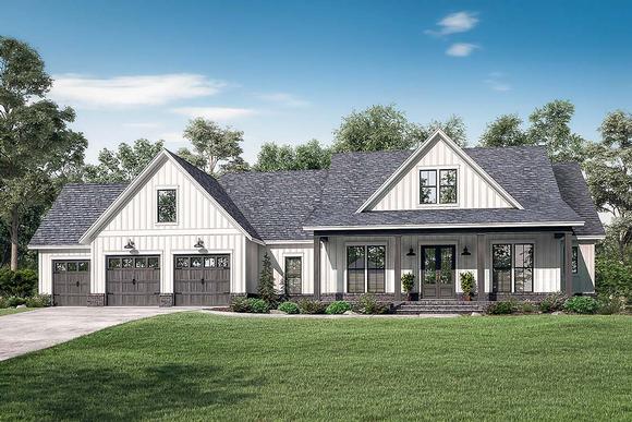 Country, Farmhouse, Southern House Plan 51999 with 4 Beds, 4 Baths, 3 Car Garage Elevation