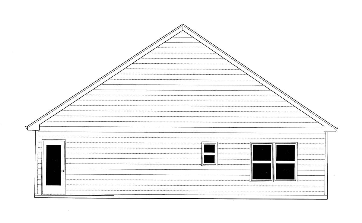 Bungalow, Cottage, Craftsman Plan with 1545 Sq. Ft., 3 Bedrooms, 2 Bathrooms, 2 Car Garage Rear Elevation