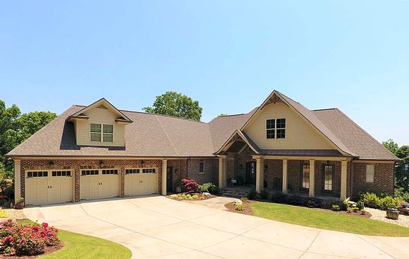 Bungalow, Craftsman, Traditional House Plan 52004 with 4 Beds, 3 Car Garage Elevation
