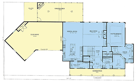 Craftsman, Farmhouse House Plan 52006 with 4 Beds, 4 Baths, 3 Car Garage First Level Plan