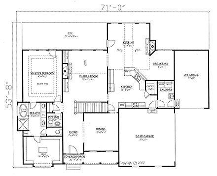 Traditional House Plan 52017 with 4 Beds, 4 Baths, 2 Car Garage First Level Plan