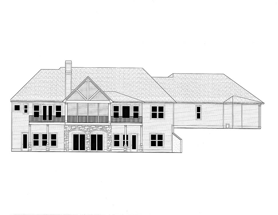 Craftsman, Farmhouse, Southern Plan with 4140 Sq. Ft., 4 Bedrooms, 4 Bathrooms, 5 Car Garage Picture 2