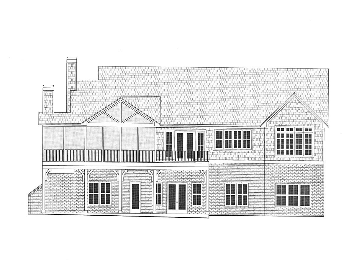 Coastal, Farmhouse, Southern House Plan 52025 with 4 Beds, 5 Baths, 3 Car Garage Rear Elevation