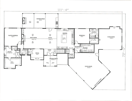 Craftsman, Farmhouse House Plan 52034 with 4 Beds, 4 Baths, 5 Car Garage First Level Plan