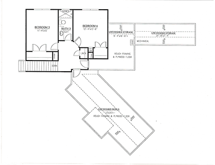 Craftsman, Farmhouse House Plan 52034 with 4 Beds, 4 Baths, 5 Car Garage Second Level Plan