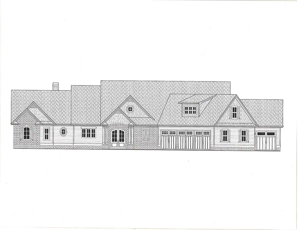 Craftsman, Farmhouse Plan with 3075 Sq. Ft., 4 Bedrooms, 4 Bathrooms, 5 Car Garage Picture 2
