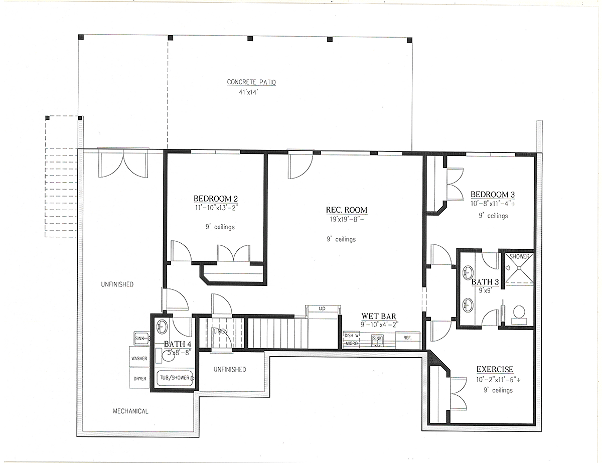 Craftsman, Farmhouse House Plan 52035 with 4 Beds, 4 Baths, 3 Car Garage Lower Level Plan