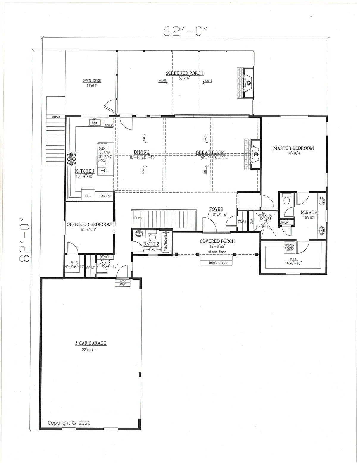 Craftsman, Farmhouse House Plan 52035 with 4 Beds, 4 Baths, 3 Car Garage Level One