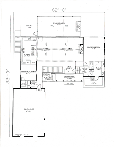 Craftsman, Farmhouse House Plan 52035 with 4 Beds, 4 Baths, 3 Car Garage First Level Plan