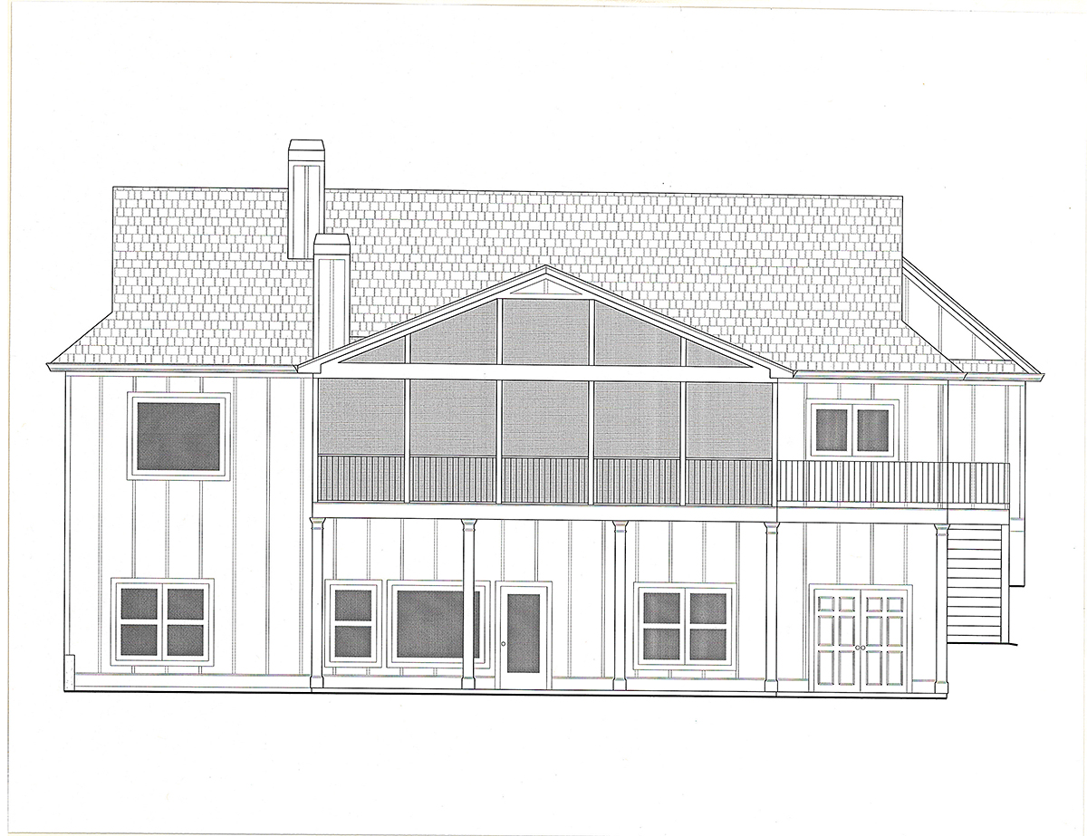 Craftsman, Farmhouse House Plan 52035 with 4 Beds, 4 Baths, 3 Car Garage Rear Elevation