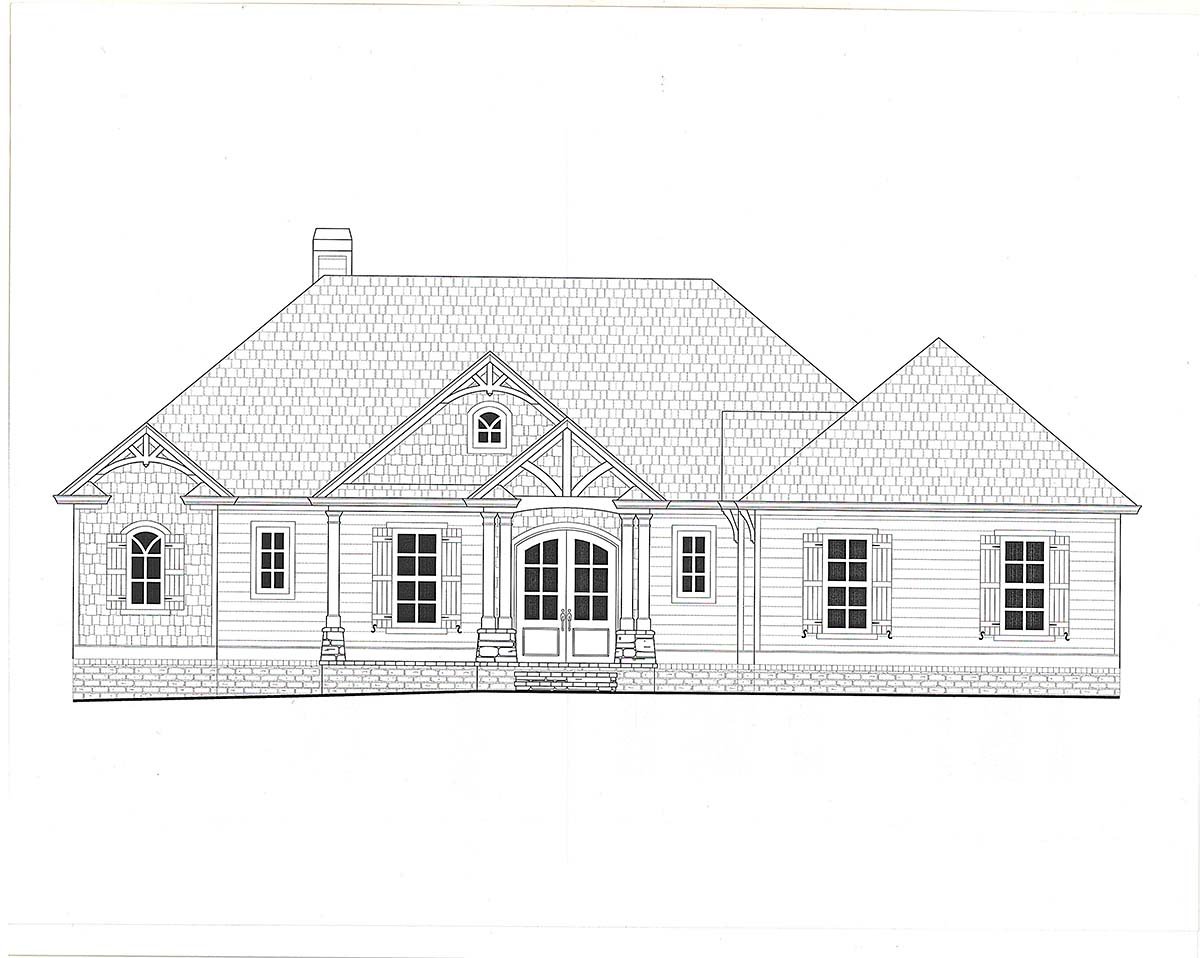 Craftsman, Traditional Plan with 3005 Sq. Ft., 3 Bedrooms, 4 Bathrooms, 3 Car Garage Picture 2