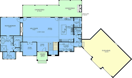 Contemporary, Farmhouse House Plan 52042 with 3 Beds, 4 Baths, 3 Car Garage First Level Plan