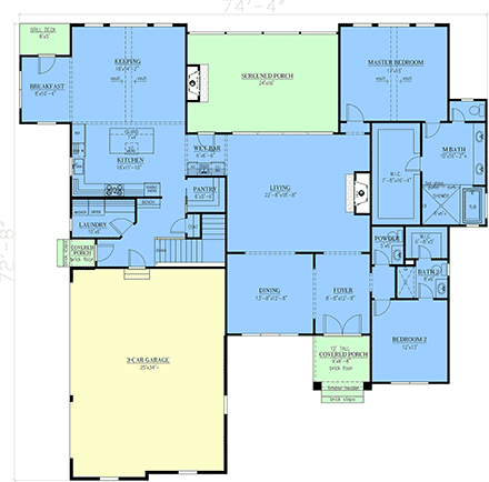 Contemporary, Craftsman, Farmhouse, New American House Plan 52048 with 4 Beds, 6 Baths, 3 Car Garage First Level Plan