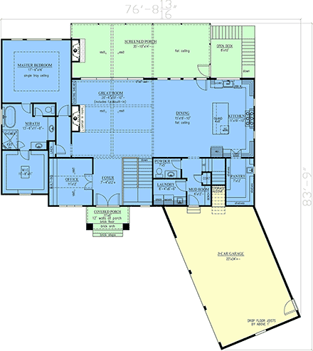Craftsman, European, Farmhouse House Plan 52049 with 4 Beds, 5 Baths, 3 Car Garage First Level Plan
